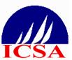 Logo featuring the letters 'ICSA' in red below a blue semicircle with four white sail shapes inside, suggesting a sailing or boating organization.