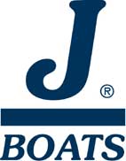 Logo featuring a large, stylized blue letter 'J' above a blue horizontal line, with the word 'BOATS' in blue capital letters below the line. There is a registered trademark symbol next to the 'J'.