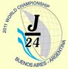 Logo for the 2011 J/24 World Championship in Buenos Aires, Argentina, featuring a stylized sail, waves, and the text '2011 World Championship,' 'J/24,' and 'Buenos Aires - Argentina.