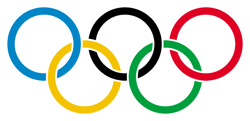 The Olympic rings logo featuring five interlocking rings in blue, black, red, yellow, and green on a white background, symbolizing the union of the five inhabited continents.