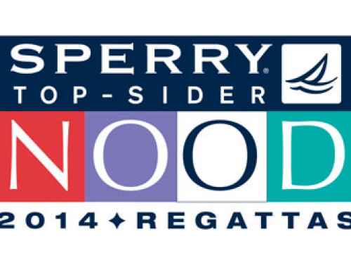 Logo for Sperry Top-Sider NOOD 2014 Regattas, featuring bold letters with each letter of 'NOOD' in a different colored box, and a sailboat icon in the top right corner.