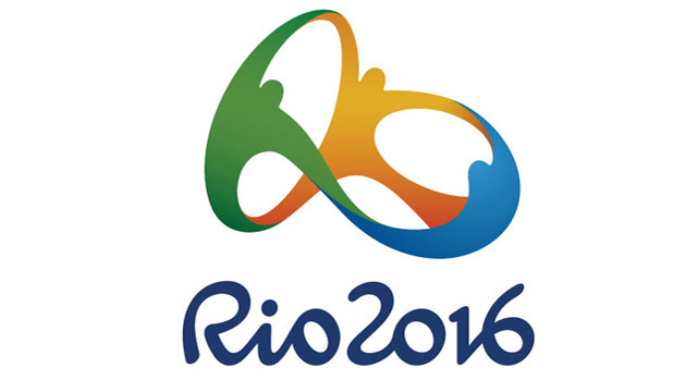 The logo for the Rio 2016 Olympics, featuring three abstract human figures in green, yellow, and blue, holding hands in a circular shape above the text 'Rio 2016' in a playful blue script.