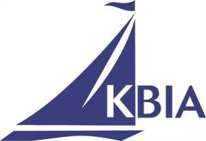 Blue sailboat graphic with the letters 'KBIA' to the right of the sail, all elements shown on a white background.