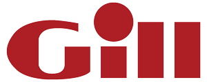 The image shows the word "Gill" in bold red letters, with the dot above the letter "i" larger and perfectly round, making it stand out visually. The background is light gray.
