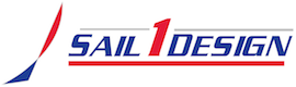 Sail 1 Design logo with a red and blue sail graphic on the left, the words "Sail 1 Design" in blue with a red number "1", and a red underline beneath the text.