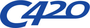 Blue logo with the text "C420" in a bold, stylized font on a white background.