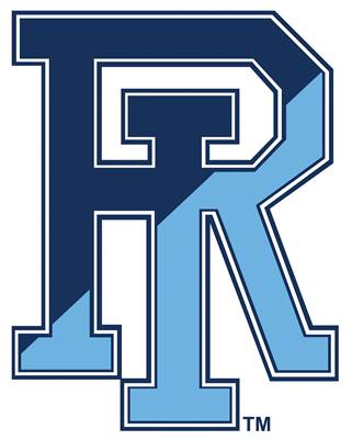 The University of Rhode Island logo featuring a large, stylized “R” in dark and light blue with white outlines, forming the shape of a smaller “R” inside the larger letter.