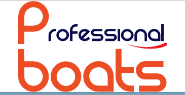 Logo with the word "Professional" in dark blue and stylized "boats" in large orange letters below it, both set against a white background.