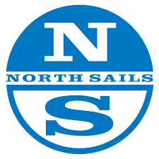 Blue and white circular North Sails logo featuring a large "N" at the top, "NORTH SAILS" in the center, and a large "S" at the bottom.