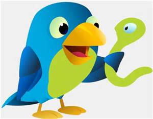 Cartoon illustration of a cheerful blue and green bird holding a green snake in its wing. The bird is smiling and the snake appears to be looking at the bird with a curious expression.