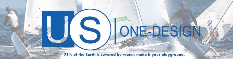 Banner with the text “US One-Design” over images of people sailing small boats. Below, it reads: “71% of the Earth is covered by water, make it your playground.”.