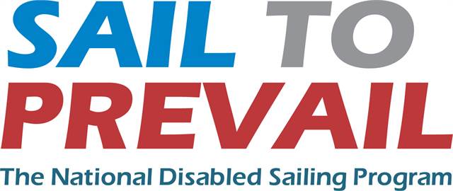 The image features the logo for 'Sail To Prevail,' with the tagline 'The National Disabled Sailing Program' written below in blue, gray, and red text.