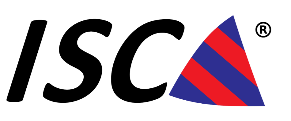 The ISCA logo with bold black letters "ISC" followed by a red and blue triangular shape with diagonal stripes, and a registered trademark symbol in the top right corner.
