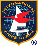 Logo of the International Snipe Class featuring a red bird flying over a white sailboat and a blue globe, with 