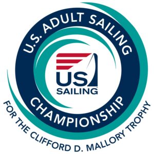 Logo for the U.S. Adult Sailing Championship for the Clifford D. Mallory Trophy, featuring the US Sailing emblem with stylized waves encircling the text.