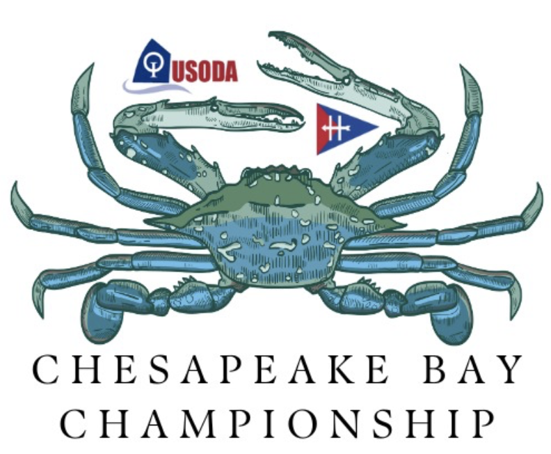Illustration of a blue crab with a USODA logo and a nautical flag above it. Below the crab, text reads "Chesapeake Bay Championship.