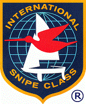 A logo with a globe background, a white sailboat, and a red snipe bird in front. Yellow text reads 