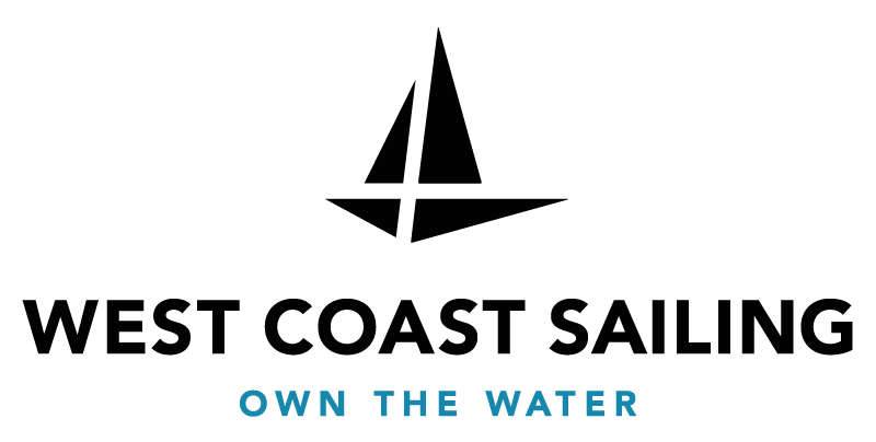 Logo featuring a stylized black sailboat above the words 